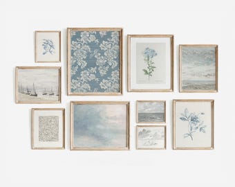 Blue French Cottage Prints: Vintage Gallery Wall Set (Digital Download)