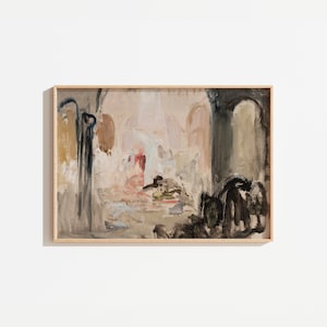 Vintage City Landscape Painting: Moody Warm Tones Wall Art (Digital Download)