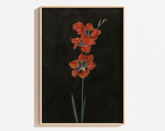 Peinture à l'huile florale vintage : nature morte maussade noire (téléchargement numérique)