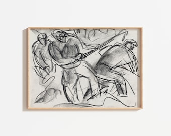 Arte de esboço abstrata vintage: desenho de carvão antigo (para impressão)