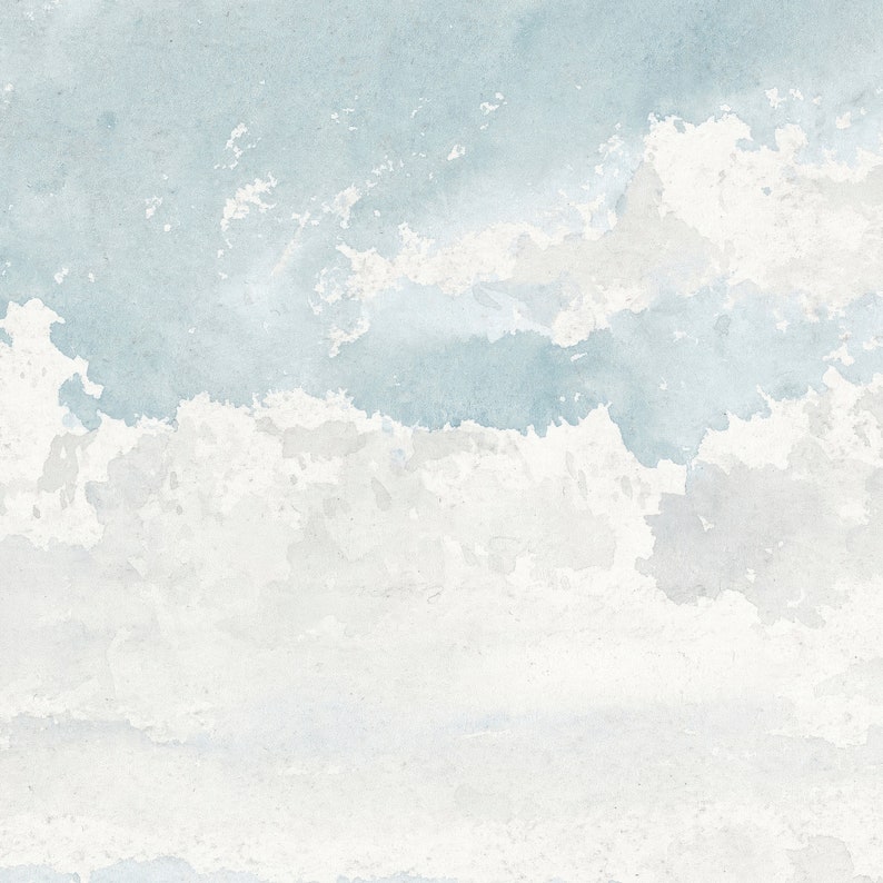 Vintage Cloud Painting Neutral Landscape Antique Print Neutral Sky Watercolor Painting PRINTABLE Art image 5