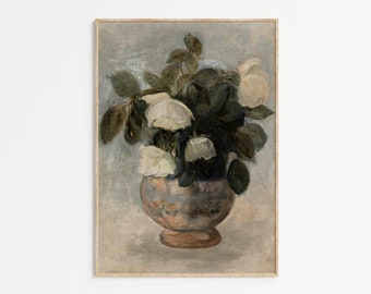 Vintage Still Life Painting | PRINTABLE Art | Roses Painting | Vintage Flower Painting | Antique Farmhouse Decor | Digital Download
