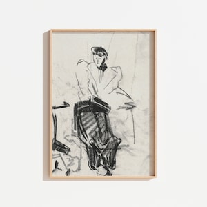 Vintage schwarze Tinte abstrakte Skizze | Antike Strichzeichnung | DRUCKBARE Kunst | Minimalistische Skizze Kunst | Kohlezeichnung