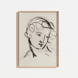 Vintage Woman Sketch Art Print: Antique Female Drawing (Digital Download)