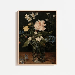 Vintage Moody Still Life Painting | Flower Vase | PRINTABLE Art | Dark Floral Print | Vintage Flower Painting | Antique Wall Art