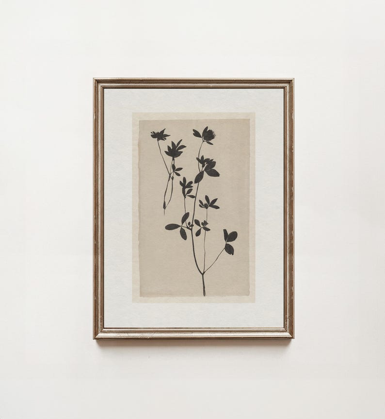 Cream Botanical Printable Wall Art | Vintage Antique Flower Painting | Cottagecore Digital Download image 1