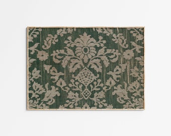 Vintage Dark Green Tapestry Print Wall Art | Floral Tapestry | Printable Digital Download