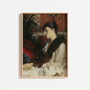 Vintage Woman Portrait Oil Painting: Moody Victorian Printable Art (Digital Download)