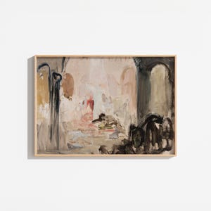Antique Abstract Landscape Painting | Vintage Landscape Wall Art | Warm Tones | Neutral Large Wall Art | PRINTABLE | Digital Download