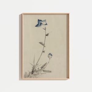 Vintage Flower Sketch | Japanese Botanical | Neutral Antique Floral Drawing | Printable Digital Download