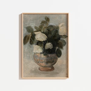 Vintage Roses Still Life Painting: Printable Antique Farmhouse Decor (Digital Download)