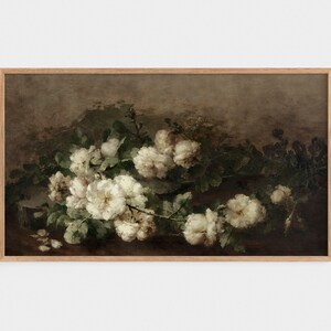 Samsung Frame TV Art | Vintage Flower Oil Painting | Wystrój w stylu rustykalnym