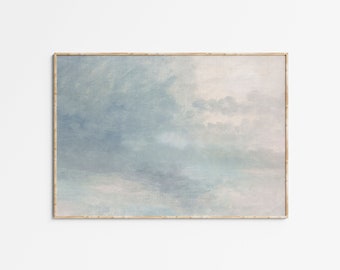 Vintage Cloud Painting | Muted Blue Sky Watercolor Wall art | PRINTABLE | Abstract Watercolor | Neutral Landscape Antique Print