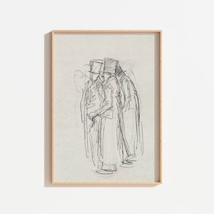 Vintage schwarze Tinte abstrakte Skizze | Antike Strichzeichnung | DRUCKBARE Kunst | Minimalistische Skizze Kunst | Kohlezeichnung