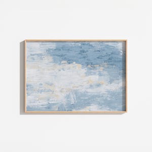 Vintage Abstract Oil Painting | Blue and White Neutral Wall Art | Abstract Digital Art | Printable Blue Painting