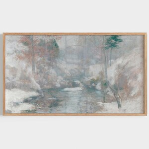 Samsung Frame TV Art | Vintage Winter Scene Painting | Soft Toned Watercolor | Digital Download