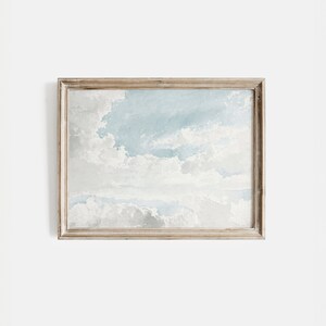 Vintage Cloud Painting Neutral Landscape Antique Print Neutral Sky Watercolor Painting PRINTABLE Art image 3