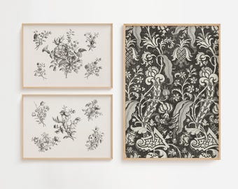 Vintage Botanical Gallery Wall Art Set: Antique Floral Prints (Digital Download)