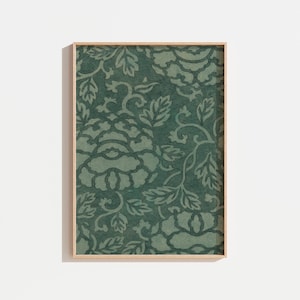 Vintage Green Floral Print: Antique Cottage Style Art (Digital Download)