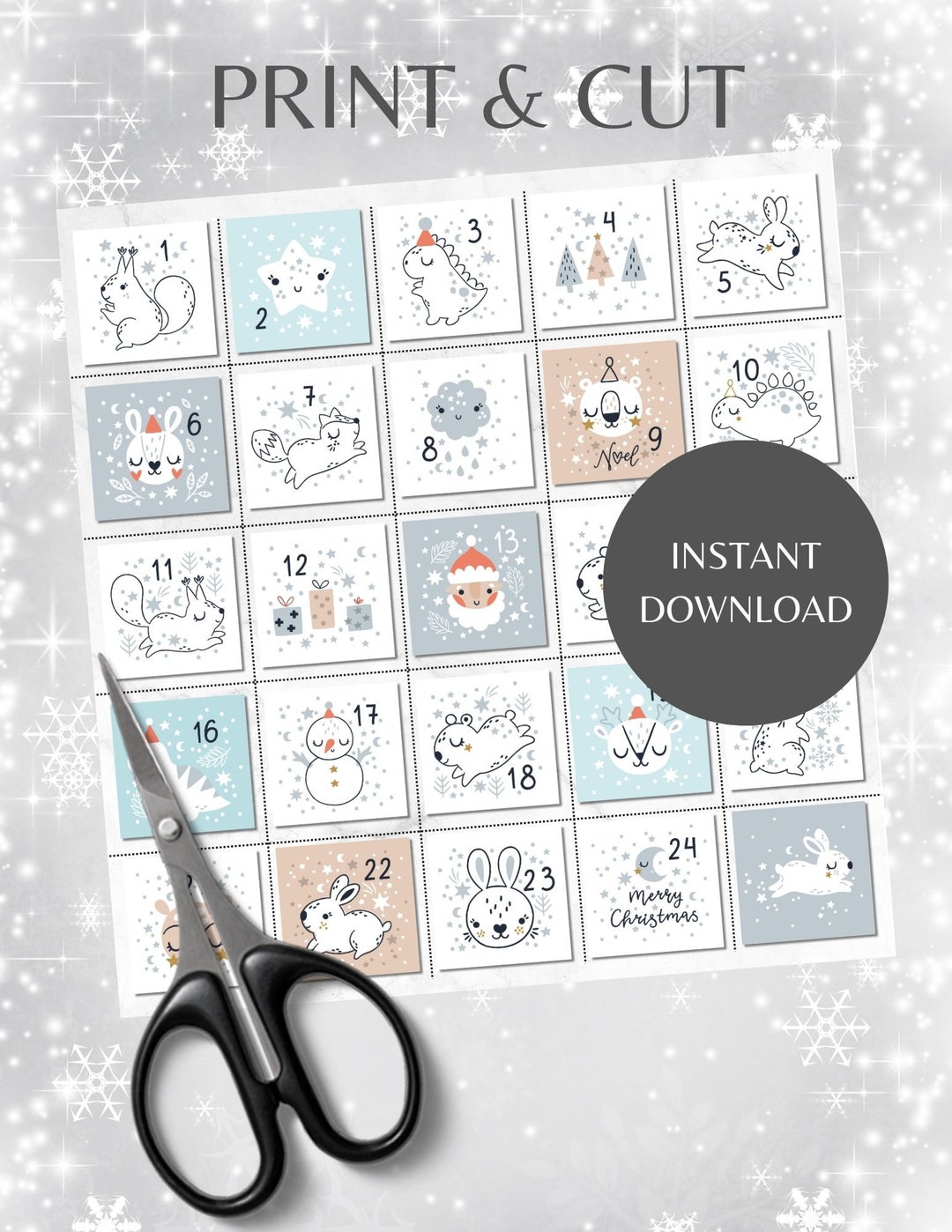 Advent Calendar Printable Kids Christmas Advent Calendar Digital