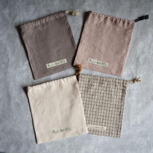 Linen Drawstring Pouch for Apron | Handmade Natural Linen Bag | Kitchen Accessory Storage