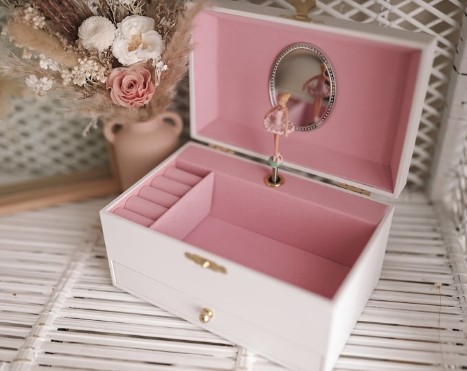 Personalised Ballerina Musical Jewellery Box, Custom Name Keepsake for Girls, Birthday Gift for Daughter