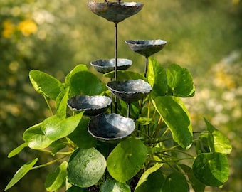 Gartendeko Rost-Vogeltränke 3er-Set – Wetterfester Metallstecker Mit Antik-Optik, Höhe 66,5 Cm, Für Balkon