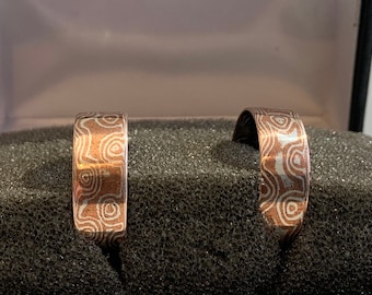 Mokume Gane Eheringe ausgefallen und schön, Trauring Set Damast Schmuck  Damascan Ring Mokume Silber Kupfer Ring