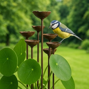 Metal Bird Bath, Bee Cups, Garden Decor, Rain Catcher, Insects Watering Station, Flowerpot Garden Stake, Bee Watering, Bee Lover Gift