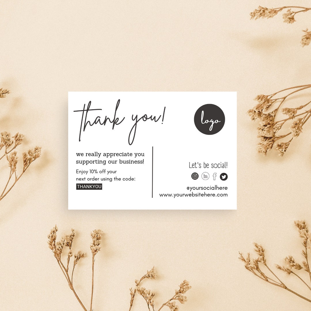Editable Business Card, Thank You Card, Business Card Template, DIY