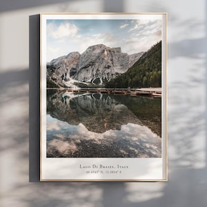 Lago di Braies Print: Italian Alps Mountain Lake Reflection