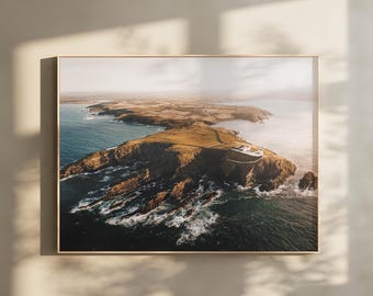 Art mural phare Galley Head - Impression de photographie côtière de l'Irlande, décoration paysage océanique