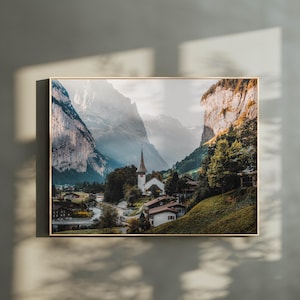 Lauterbrunnen Sunrise Print: Swiss Alps Valley Landscape, Switzerland Photography Poster