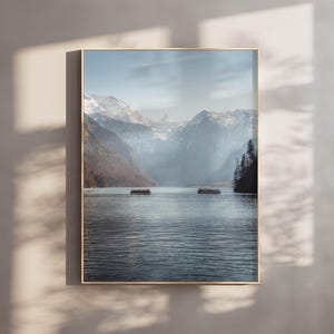 Framed Printable Mountain Photography capturing the scenic beauty of Konigssee, Berchtesgaden.
