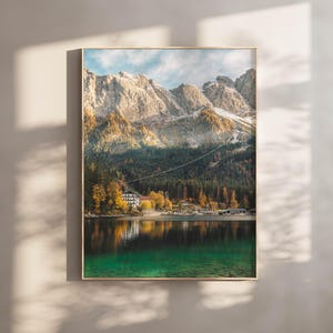 アイプゼー湖プリント：バイエルンアルプスの山岳写真、アルプスの壁掛けアート
