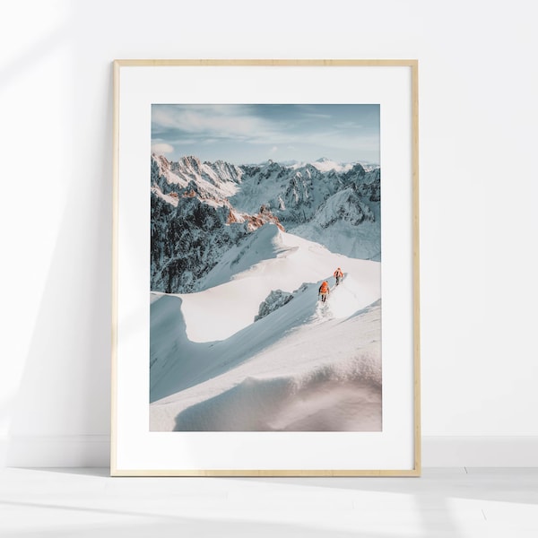 Die Alpinisten, Aiguille du Midi, Mont Blanc, Chamonix, Frankreich | Berg Fotografie Wand Kunst Druck | Digitaler Download