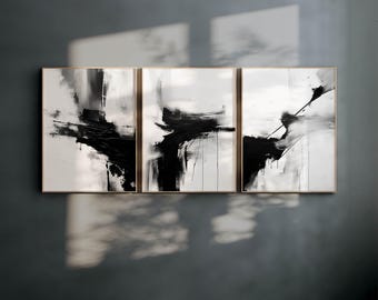 Abstract Black & White Print Set: Contemporary Wall Art