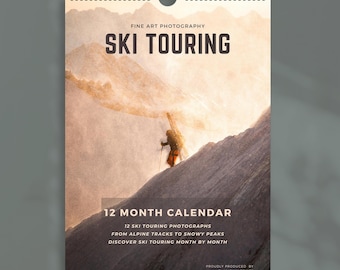 Calendario de esquí de travesía 2027 - Fotografía de esquí alpino y montañismo - Planificador de 12 meses