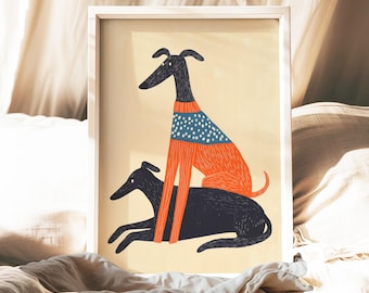 Whimsical Greyhound Art Print: Modern Dog Lover Gift