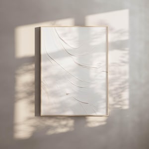 Impression d'art abstrait blanc, affiche minimaliste, décoration murale moderne neutre, grande oeuvre d'art abstraite bohème
