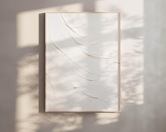 White Abstract Art Print, Minimalist Poster, Neutral Modern Wall Decor, Large Boho Abstract Artwork