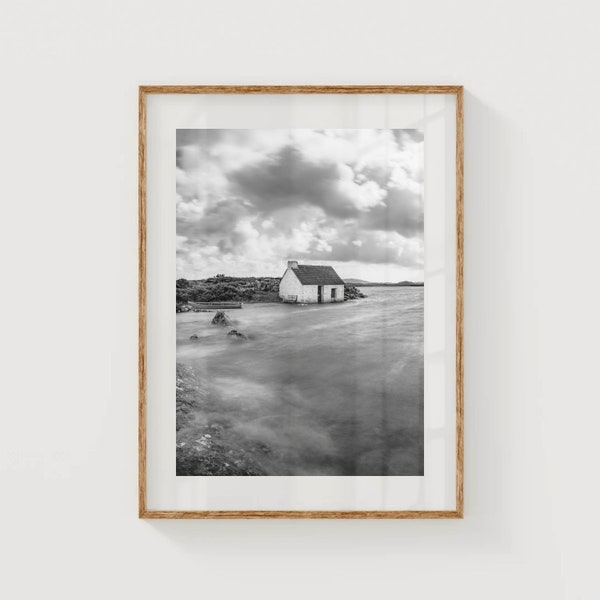 Fisherman Cottage, Connemara, Galway, Ireland | Printable Black and White Photography wall art print | Digital Download | Irish Wall Decor