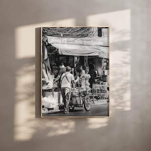 Bangkok Street Photography Print, Black and White Thailand Wall Art, Southeast Asia Travel Poster, Urban Market Decor, Cultural Gift Idea