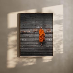 Buddhist Monk Wall Art, Thailand Spiritual Photography Print, Zen Minimalist Decor, Southeast Asia Poster, Thai Wall Decor