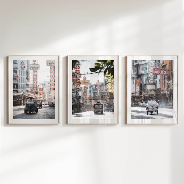 Chinatown, Thailand, South East Asia | Set of 3 Printable Travel Photography Wall Art Print | Digital Download | Living Room Art | Gift Idea