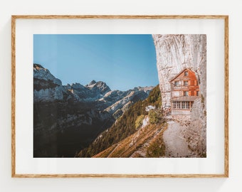 Aescher Guesthouse, Appenzell, Swiss Alps, Switzerland | Printable Mountain Photography wall art print | Digital download | Nature Prints