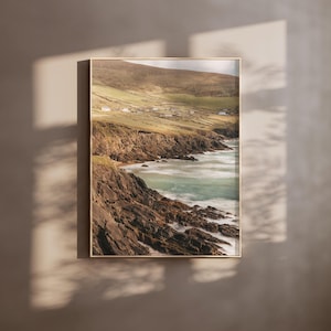 Arte mural de la playa de Coumeenoole en Irlanda, fotografía de la ruta costera del Atlántico, impresión de paisaje costero, póster de naturaleza irlandesa, decoración de viajes europeos