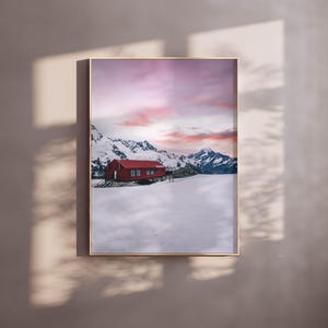 Mueller Hut Print, New Zealand Wall Art, Mt Cook Photography, Snowy Mountain Print, Alpine Cabin Decor, Scenic Landscape Poster