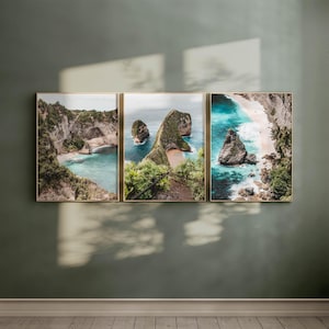 Set of 3 Nusa Penida Prints – Bali Coastal Photography Wall Art, Minimalist Nature Decor, Diamond Beach Print