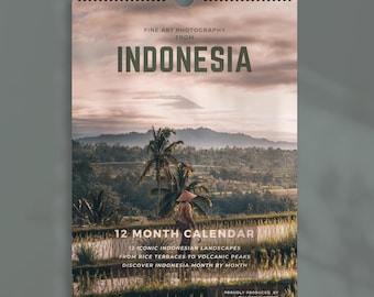 2027 Indonesia Wall Calendar - Bali, Java, Nusa Penida & Komodo Travel Photography - 12 Month Planner